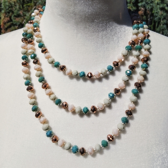60" long acrylic bead necklace with AB flash - Picture 2 of 5